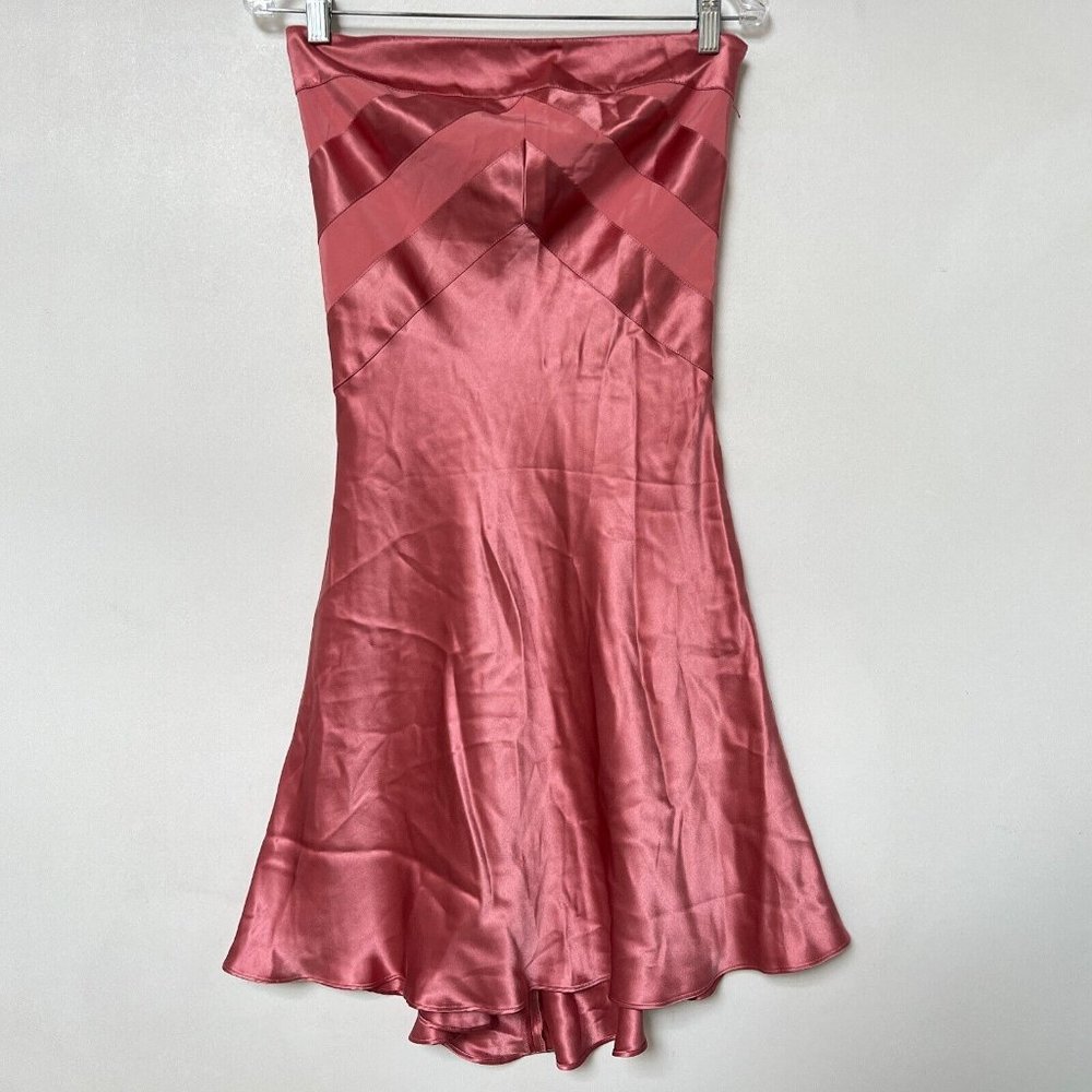 Banana Republic Dress Size 2 Silk Satin Strapless Lined Side Zip Pink Womens